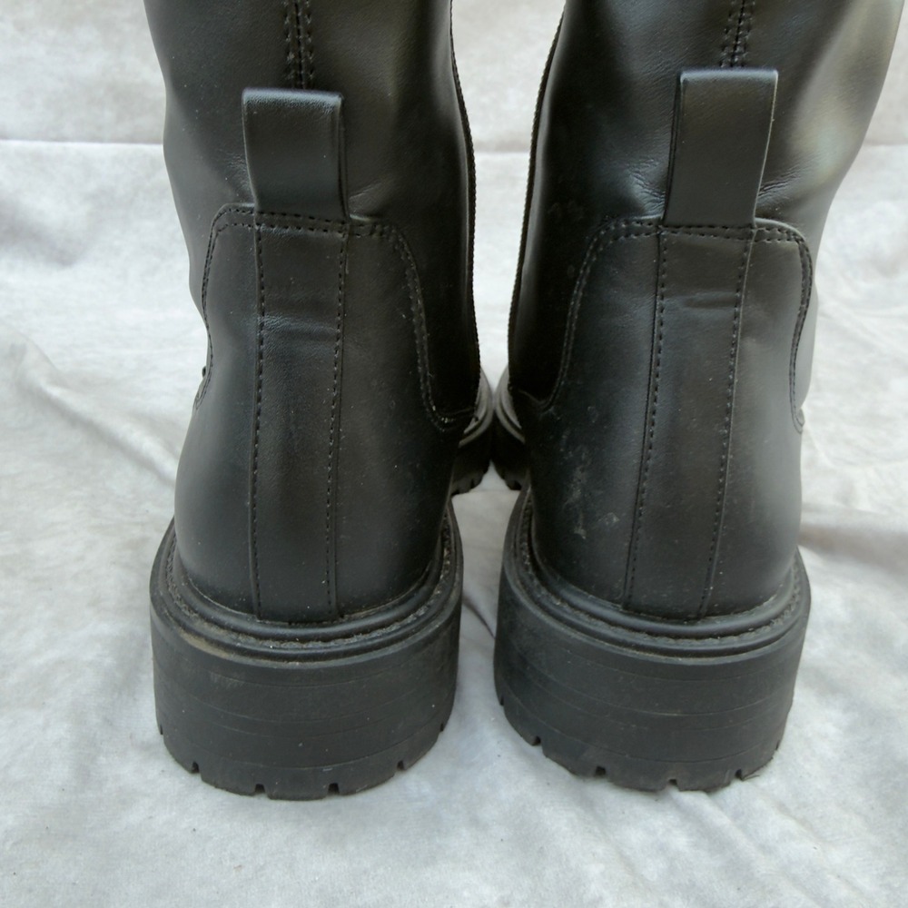 Zara Womens Black Knee High Lug Sole Platform Boots Size 37 2050/210/800 - Picture 6 of 8
